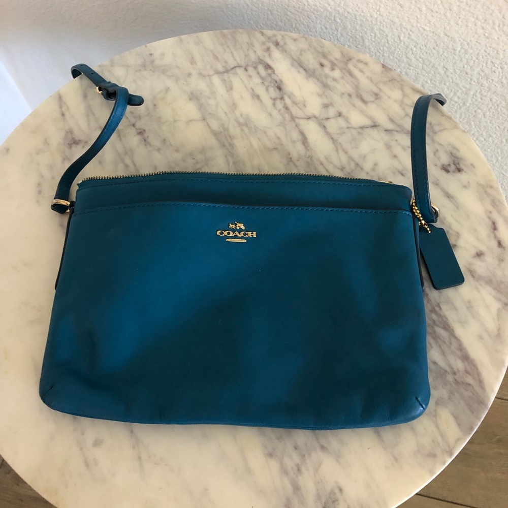 teal coach crossbody bag